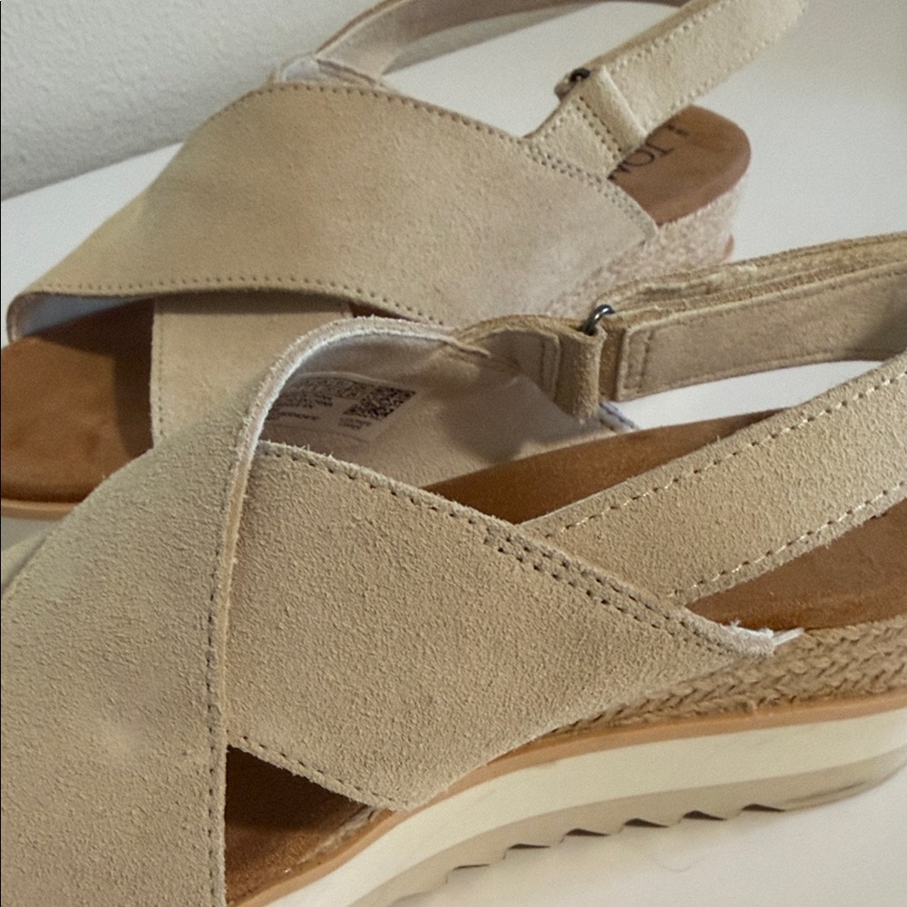 TOMS Cream Suede Crisscross Platform Sandals - Picture 3 of 3